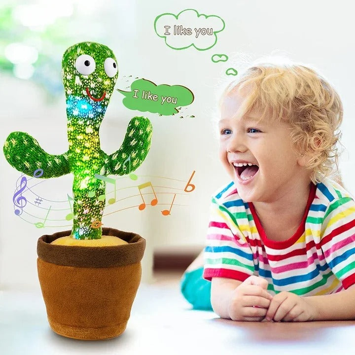 Interactive Dancing Cactus Toy – Singing, Talking, Voice Recording Plush with USB Rechargeable Function – Fun Educational Gift for Babies and Kids (Ages 6 Months & Up) - Rechargeable & With Box