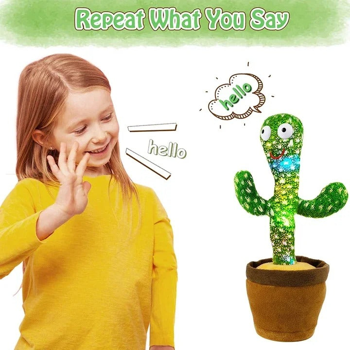 Interactive Dancing Cactus Toy – Singing, Talking, Voice Recording Plush with USB Rechargeable Function – Fun Educational Gift for Babies and Kids (Ages 6 Months & Up) - Rechargeable & With Box