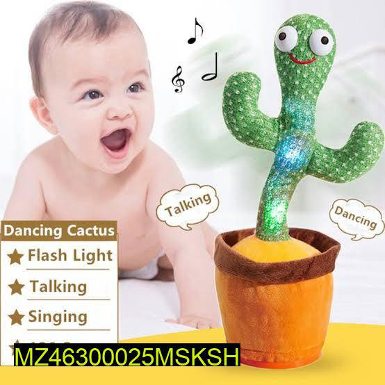 Interactive Dancing Cactus Toy – Singing, Talking, Voice Recording Plush with USB Rechargeable Function – Fun Educational Gift for Babies and Kids (Ages 6 Months & Up) - Rechargeable & With Box